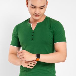 Áo thun nam cổ V phối nút JONNY SON CT01TS 