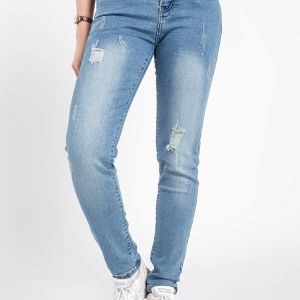 Quần jean nữ dài wash rách JONNY SON QXD93YAD027