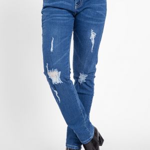 Quần jean nữ dài wash cào rách JONNY SON QXD93YAD004