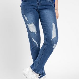 Quần jean nữ dài wash cào rách xẻ lai  JONNY SON QXD93YAD020