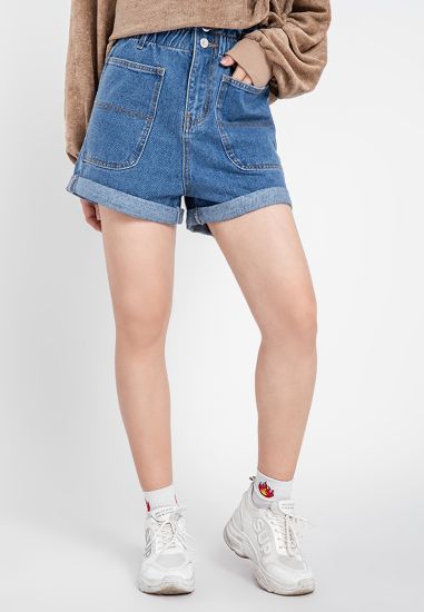 Quần jean nữ short phối túi xăn lai JONNY SON HMT00220XS
